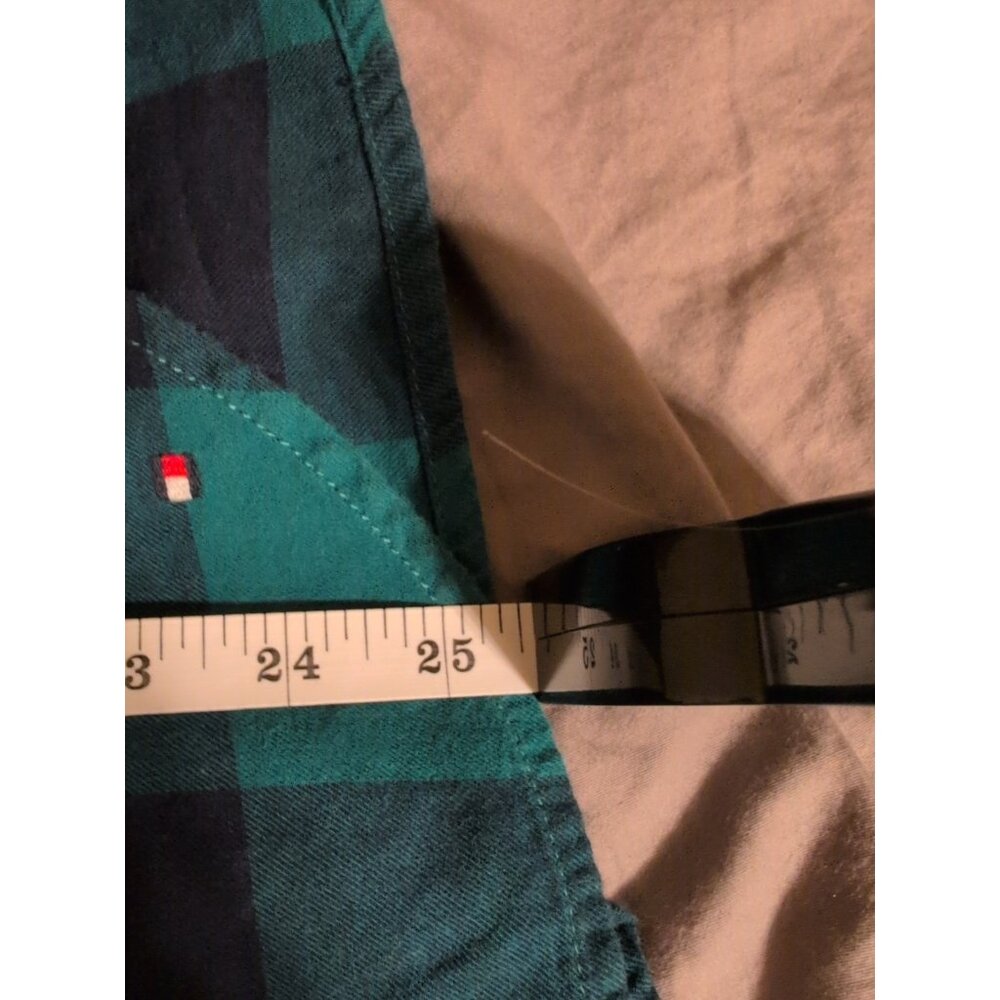 Tommy Hilfiger Plaid Flannel Shirt Women’s Small Green Long Sleeve 1/4 Button - Picture 7 of 7